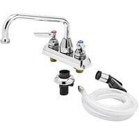 T&S B-1171-07 Deck Mounted Workboard Faucet with Self-Closing Spray Valve and 4" Centers - 8" Swing Nozzle