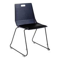 National Public Seating LuvraFlex Blue Polypropylene Stackable Chair with Black Padded Seat and Black Frame