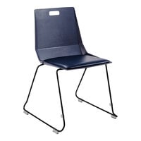 National Public Seating LuvraFlex Blue Polypropylene Stackable Chair with Blue Padded Seat and Black Frame