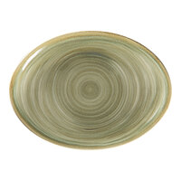 RAK Porcelain Rakstone Spot 10 1/4" x 7 1/2" Emerald Porcelain Oval Platter - 12/Case