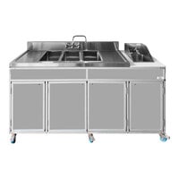 Monsam NS-004DB-GRAY Gray Four Basin Portable Self-Contained Sink with 2 Drainboards
