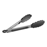 Choice 7" Silicone Tip Locking Tongs with Black Non-Slip Grip Handle