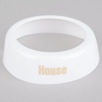 Tablecraft CB3 Imprinted White Plastic "House" Salad Dressing Dispenser Collar with Beige Lettering
