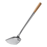 Emperor's Select 4 3/4" x 4" Large Wok Spatula with 15 1/4" Wood Handle