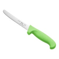 Choice 4 1/2" Serrated Edge Utility / Bar Knife with Neon Green Handle