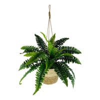 LCG Sales 30" Artificial Boston Fern in 2-Tone Natural Hanging Basket