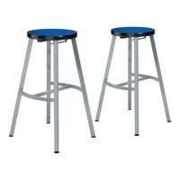 National Public Seating Titan 24" Gray Steel / MDF Lab Stool with High-Pressure Laminate Seat