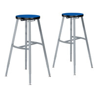 National Public Seating Titan 30" - 38" Height Adjustable Gray Steel / MDF Lab Stool with High-Pressure Laminate Seat