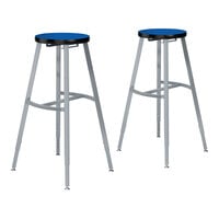 National Public Seating Titan 30" - 38" Height Adjustable Gray Steel / Particleboard Lab Stool with High-Pressure Laminate Seat