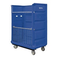 Royal Basket Trucks 48 Cu. Ft. Blue Turnabout Bulk Transport Truck with Wire Shelf and 2 Rigid and 2 Swivel Casters R48-BLX-TAC-6UNN