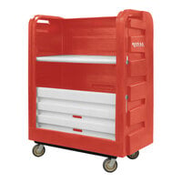 Royal Basket Trucks 48 Cu. Ft. Red Turnabout Bulk Transport Truck with Plastic Shelf and 4 Swivel Casters R48-RDX-TPA-6UNN