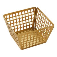 American Metalcraft 5" x 3" Laser Cut Gold Square Stainless Steel Fry Basket Server