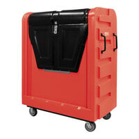 Royal Basket Trucks 48 Cu. Ft. Red Security Poly Truck with Steel Base and 2 Rigid / 2 Swivel Casters R48-RDX-BSC-6UNN