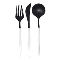 Sophistiplate Bella Black / White Plastic Cutlery - 288/Case