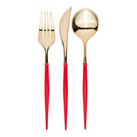Sophistiplate Bella Gold / Red Plastic Cutlery - 288/Case
