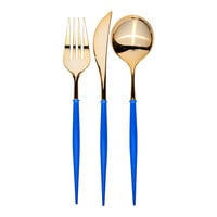 Sophistiplate Bella Gold / China Blue Plastic Cutlery - 288/Case