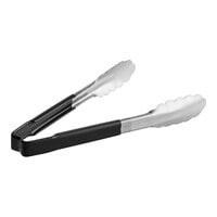 Vollrath 4780920 Jacob's Pride 9 1/2" Stainless Steel Scalloped Tongs with Black Coated Kool Touch® Handle