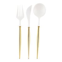 Sophistiplate Bella White / Gold Plastic Cutlery - 288/Case