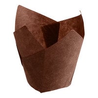 Baker's Mark 1 3/8" x 2 1/4" Chocolate Brown Mini Tulip Baking Cup - 200/Pack