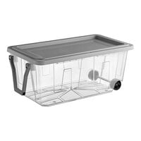 Tough Box 40 Gallon Clear Mobile Storage Tote with Gray Lid