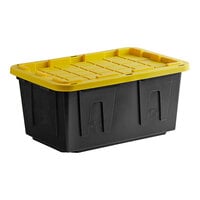 Tough Box 27 Gallon Black Storage Tote with Yellow Lid