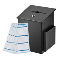 ADIRoffice 7 1/4" x 7 1/2" x 10" Black Wood Wall Mounted Suggestion Box with Suggestion Cards ADI632-01-BLK-PKG