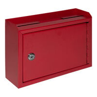 ADIRoffice 9 13/16" x 3 3/8" x 7 1/2" Red Steel Wall Mounted Multi-Purpose Suggestion Box ADI631-02-RED-2PK - 2/Pack