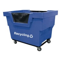 Royal Basket Trucks Blue Mail Truck with "Recycling" Decal and 4 Swivel Casters R23-BLX-RMA-4UNN