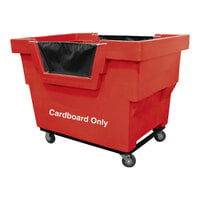 Royal Basket Trucks Red Mail Truck with "Cardboard Only" Decal and 2 Rigid / 2 Swivel Casters R23-RDX-CMC-4UNN