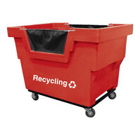 Royal Basket Trucks Red Mail Truck with "Recycling" Decal and 4 Swivel Casters R23-RDX-RMA-4UNN