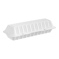Ecopax 13" x 4 1/2" 1-Compartment Microwaveable White Mineral-Filled Plastic Hinged Take-Out Hoagie Container - 150/Case
