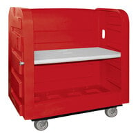 Royal Basket Trucks 36 Cu. Ft. Red Turnabout Bulk Transport Truck with Plastic Shelf and 4 Swivel Casters R36-RDX-TPA-6UNN
