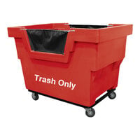 Royal Basket Trucks Red Mail Truck with "Trash Only" Decal and 2 Rigid / 2 Swivel Casters R23-RDX-TMC-4UNN