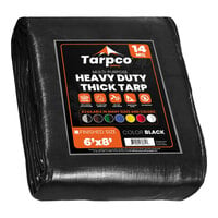 Tarpco Safety Black Extra Heavy-Duty Weatherproof 14 Mil Poly Tarp with Reinforced Edges