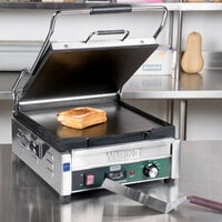 Waring WFG275T Tostato Supremo Smooth Top & Bottom Panini Sandwich Grill with Timer - 14 inch x 14 inch Cooking Surface - 120V, 1800W