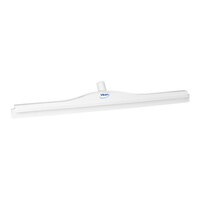 Vikan 77155 27 5/8" White Ultra-Hygienic Double Blade Rubber Floor Squeegee with Plastic Frame and Replacement Cassette