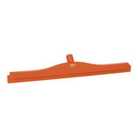 Vikan 77147 23 5/8" Orange Ultra-Hygienic Double Blade Rubber Floor Squeegee with Plastic Frame and Replacement Cassette