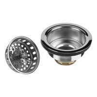 Dearborn DB711BN Spin-N-Lock 4 3/8" Stainless Steel Sink Basket Strainer with Brass Nut
