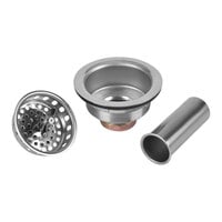 Dearborn 17T Spin-N-Lock 4 1/2" Stainless Steel Sink Basket Strainer with Screw-In Basket and Chrome-Plated Tailpiece