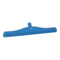 Vikan 77133 19 3/4" Blue Ultra-Hygienic Double Blade Rubber Floor Squeegee with Plastic Frame and Replacement Cassette