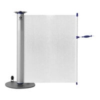 ZonePro Customizable Single Rolling Stanchion Safety Banner and Blue Accent URS3003-BLU-1S-12