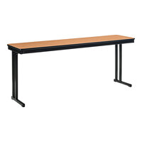 National Public Seating Max Seating 24" x 72" Bannister Oak Plywood Folding Table with T-Mold Edge and Cantilever Legs