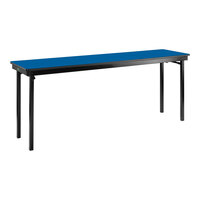 National Public Seating Max Seating 18" x 84" Persian Blue Plywood Folding Table with T-Mold Edge