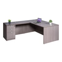 Boss Holland Series 71" Driftwood Laminate Desk Module with Return and Storage Pedestal
