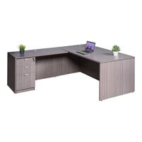 Boss Holland Series 66" Driftwood Laminate Desk Module with Return and Storage Pedestal