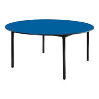 National Public Seating Max Seating Round Persian Blue Plywood Folding Table with T-Mold Edge