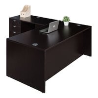 Boss Holland Series 71" Mocha Laminate Desk Module with Return and Storage Pedestal