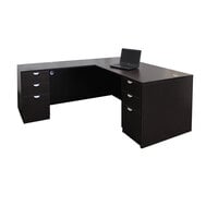 Boss Holland Series 71" Mocha Laminate Desk Module with Return and Dual Storage Pedestals