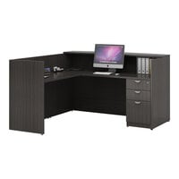 Boss Holland Series 71" Driftwood Reception Laminate Desk Module with Return and Storage Pedestal