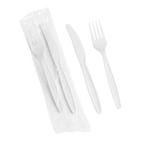 Choice White Heavy Weight Wrapped Plastic Cutlery Pack with Fork and Knife - 250/Case